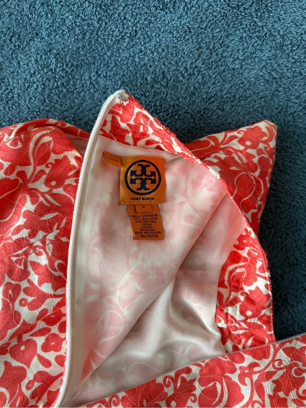 Tory Burch Coral and White Sleeveless Floral Dress